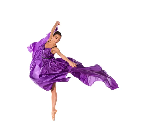 飞行缎礼服的芭蕾舞演员 — 图库照片