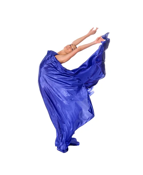 サテンのドレスを飛んでのバレエ ダンサー — ストック写真