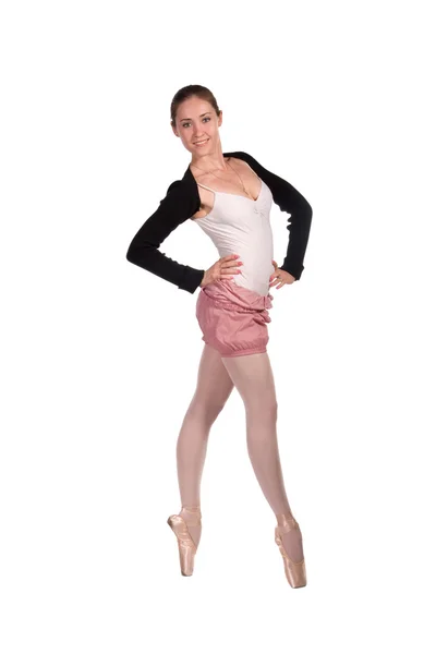 Артистка балета в спортивном костюме изолирована — стоковое фото