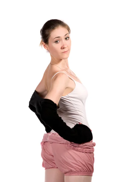 Bailarina de ballet en chándal está aislado — Foto de Stock
