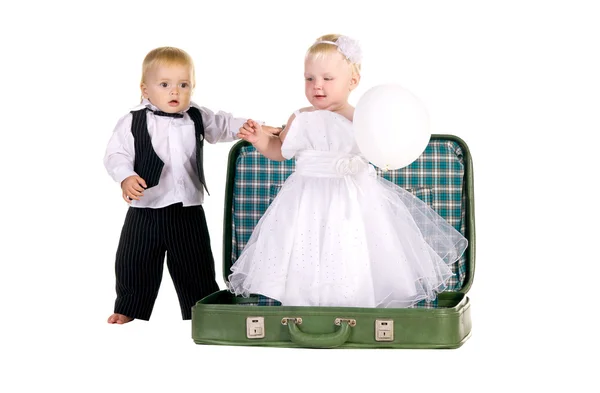 Dívka a chlapec na cestování — Stock fotografie