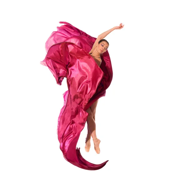 A repülő szatén ruha balett-táncos — Stock Fotó