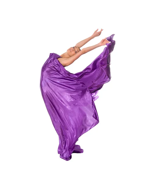 A repülő szatén ruha balett-táncos — Stock Fotó
