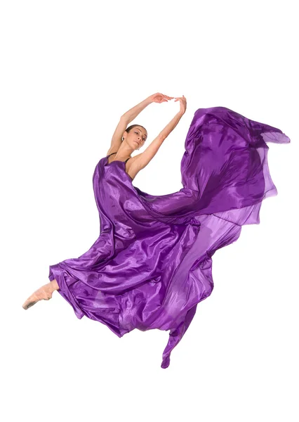 Saten elbise uçan balet — Stok fotoğraf