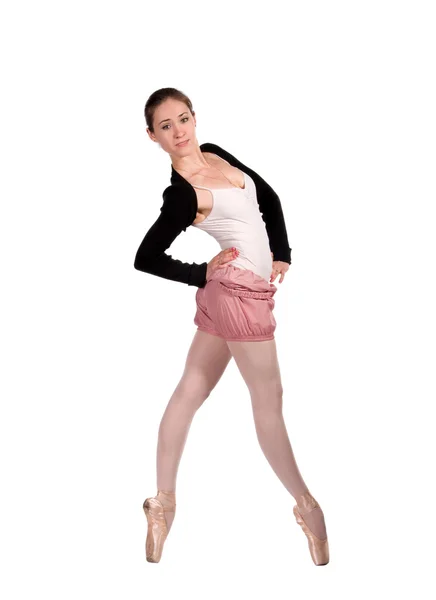 Balletdanser in trainingspak is geïsoleerd — Stockfoto