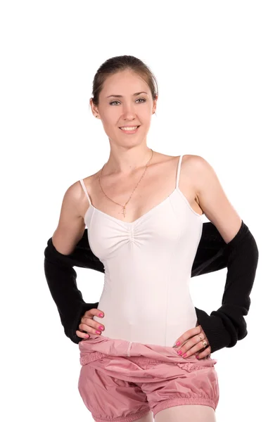 Ballet dancer in tracksuit is isolated — Stock Photo, Image