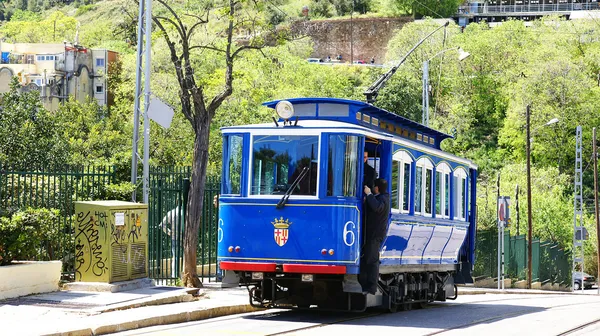 Blaue Straßenbahn des Tibidabo — Stockfoto