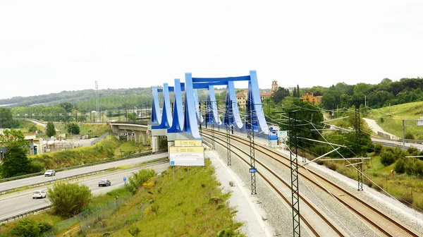 Ponte blu del treno — Foto Stock
