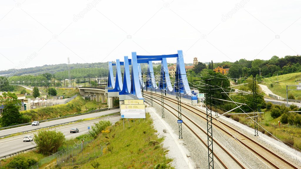 Blue bridge of the train