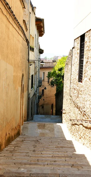 Alley with perron of the ancient Girona — Stock Photo, Image