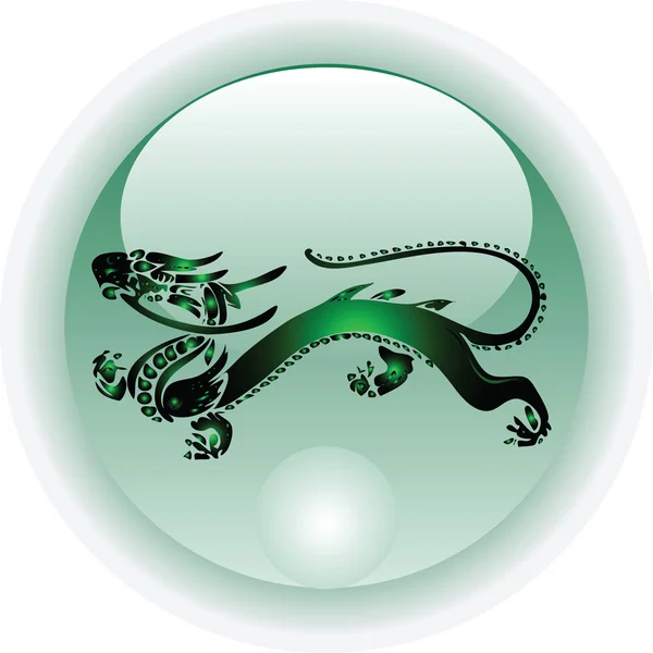 Dragon shiny icon button — Stock Vector