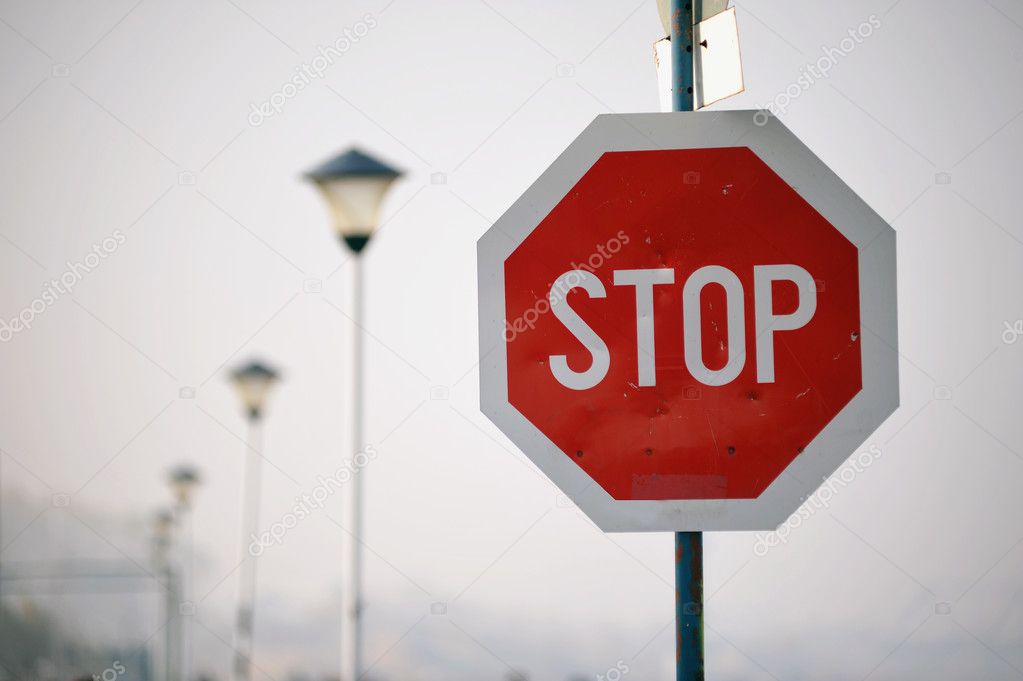 Stop road sign