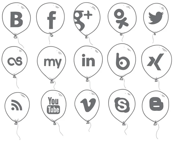 Soziales Netzwerk Logo Luftballons monohrom — Stockvektor