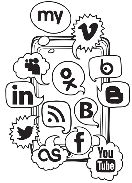 Social logo voice black outline — Stock Vector