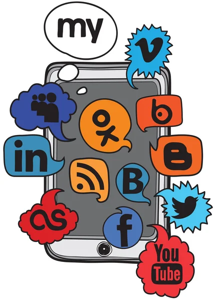Ipad sosyal logo ses rengi ayarla — Stok Vektör