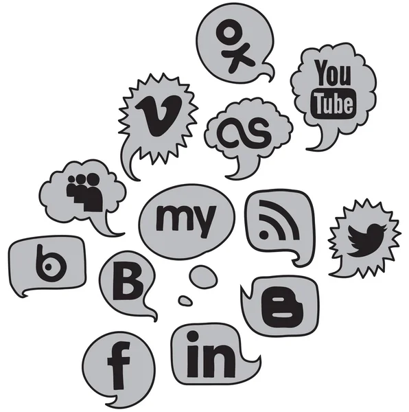 Logotipo Social gris voz conjunto — Archivo Imágenes Vectoriales