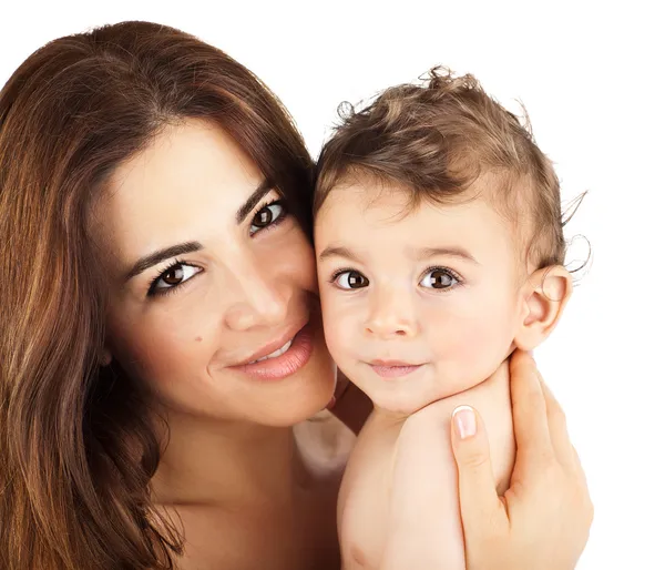 Lindo bebé sonriendo con la madre —  Fotos de Stock