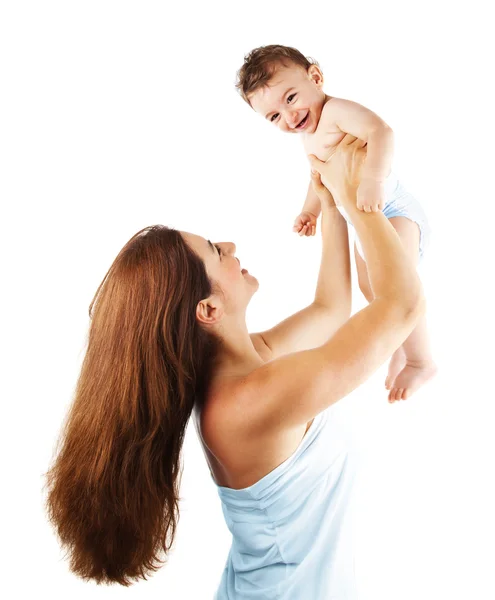 Madre jugando con bebé niño — Foto de Stock