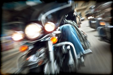Abstract slow motion, bikers riding motorbikes clipart