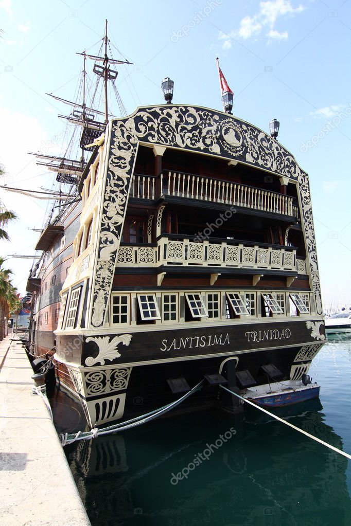 Historic and famous stern of the Spanish galleon Santisima Trini