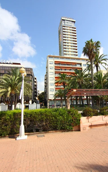 Buildings and palm trees typical of the city of Alicante Spain — Stock Photo, Image