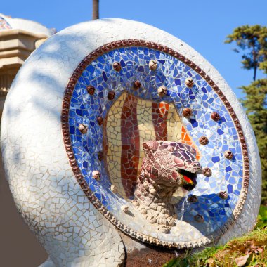 Barcelona Park Guell of Gaudi mosaic Snake clipart