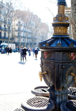 Barcelona Ramblas street life in autumn clipart