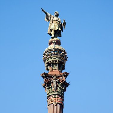 Barcelona Cristobal Colon statue on blue sky clipart