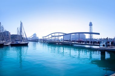 Barcelona port marina with bridge