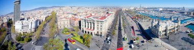 Aerial panoramic Barcelona view Port Passeig Colon clipart