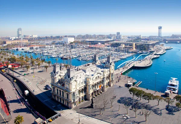 Aerial Barcelona port marina view — Stock Photo, Image