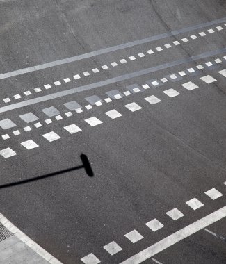 City asphalt lines and shadow aerial view clipart