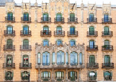 Barcelona city facade with balconade clipart