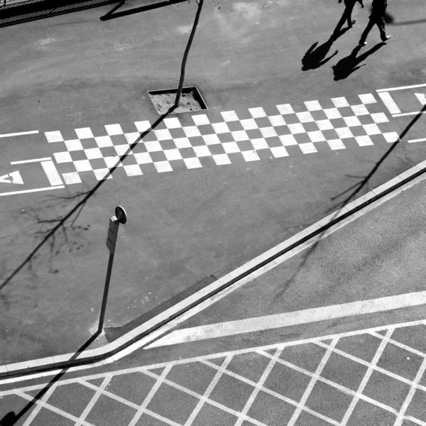 Líneas de asfalto de la ciudad y vista aérea de sombra —  Fotos de Stock