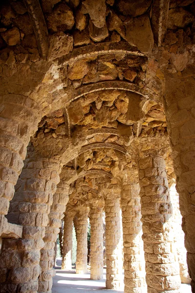 Barcelona Park Guell of Gaudi stone columns — Stock Photo, Image