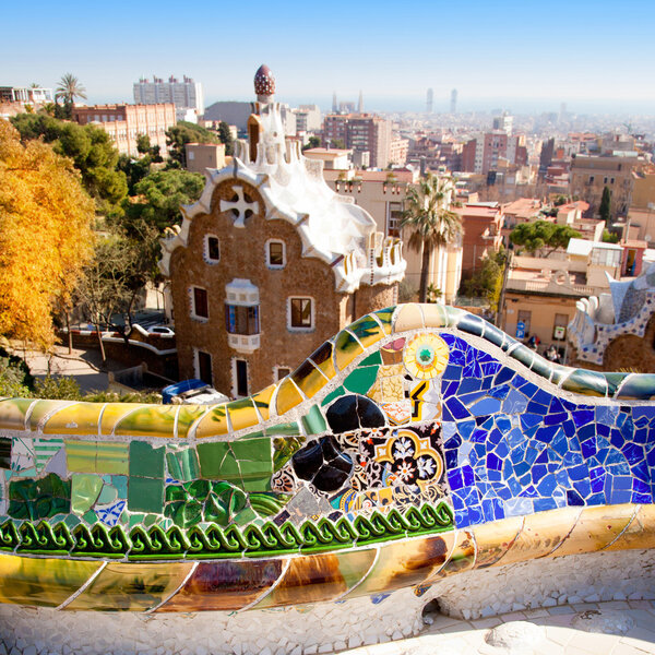 Barcelona park Guell fairy tale mosaic house