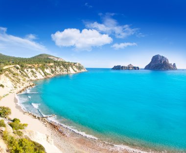 es vedra Ibiza Adası görünümünden cala d hort