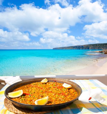 Paella mediterranean rice food in balearic islands clipart