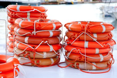Buoys round lifesaver stacked for boat safety clipart