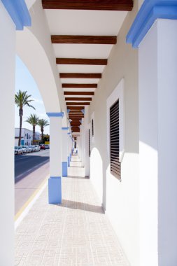 Formentera island La Savina narrow arcade clipart