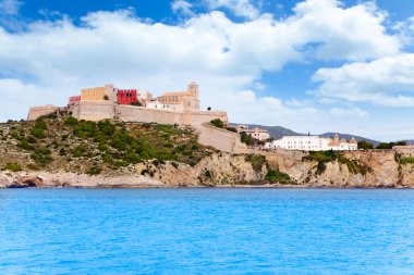 Eivissa ibiza town castle and church clipart