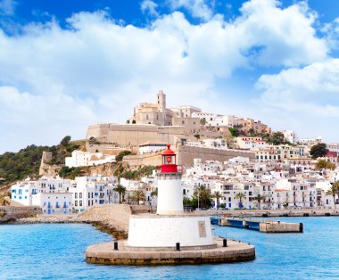 Eivissa ibiza town from red lighthouse red beacon clipart