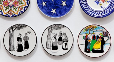 Ibiza typical painted plates souvenir with payes clipart