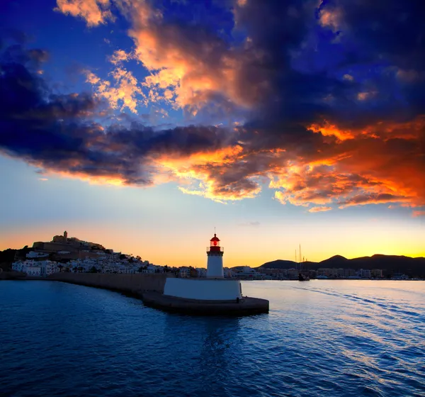 Eibissa Ibiza город закат от красного маяка — стоковое фото