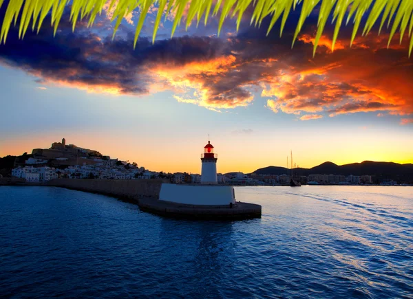 Eibissa Ibiza città tramonto dal faro rosso — Foto Stock