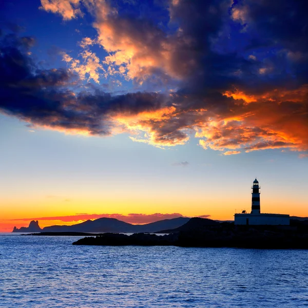 Ibiza isola del tramonto faro Freus e Es Vedra — Foto Stock
