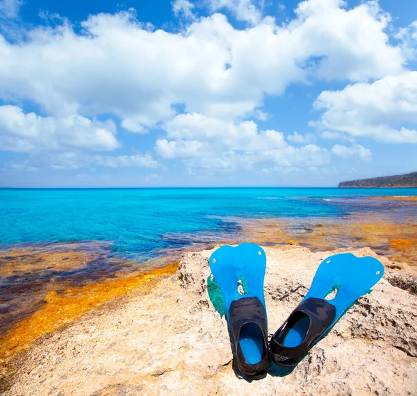 Formentera Balearen met duiken vinnen — Stockfoto