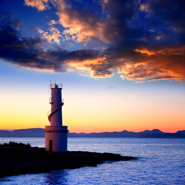 フォル メンテラ島ラ savina 灯台からの夕日 — ストック写真