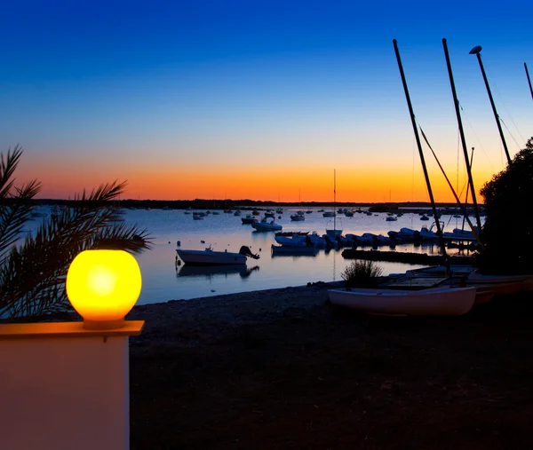 Formentera sunset in se estany des peix — Stock Photo, Image