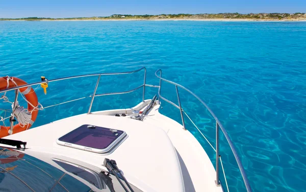 Boat in Formentera island on llevant beach — Stock Photo, Image